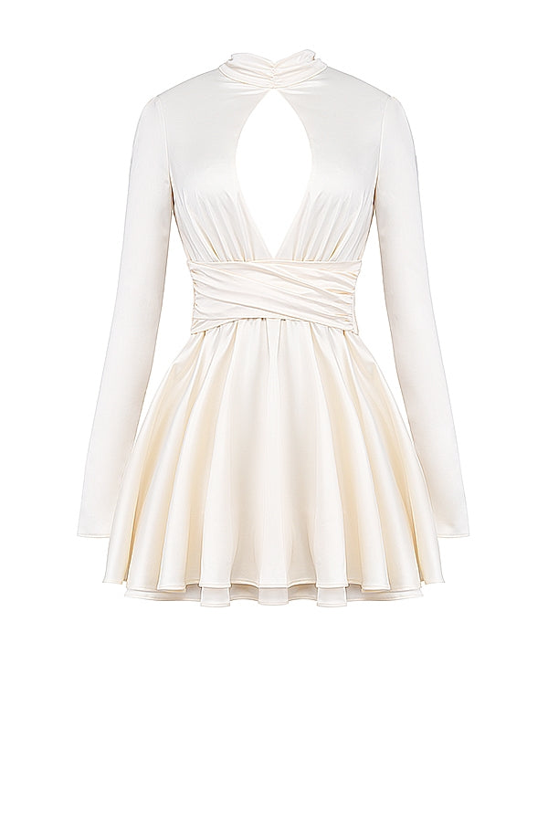 ivory bow mini dress