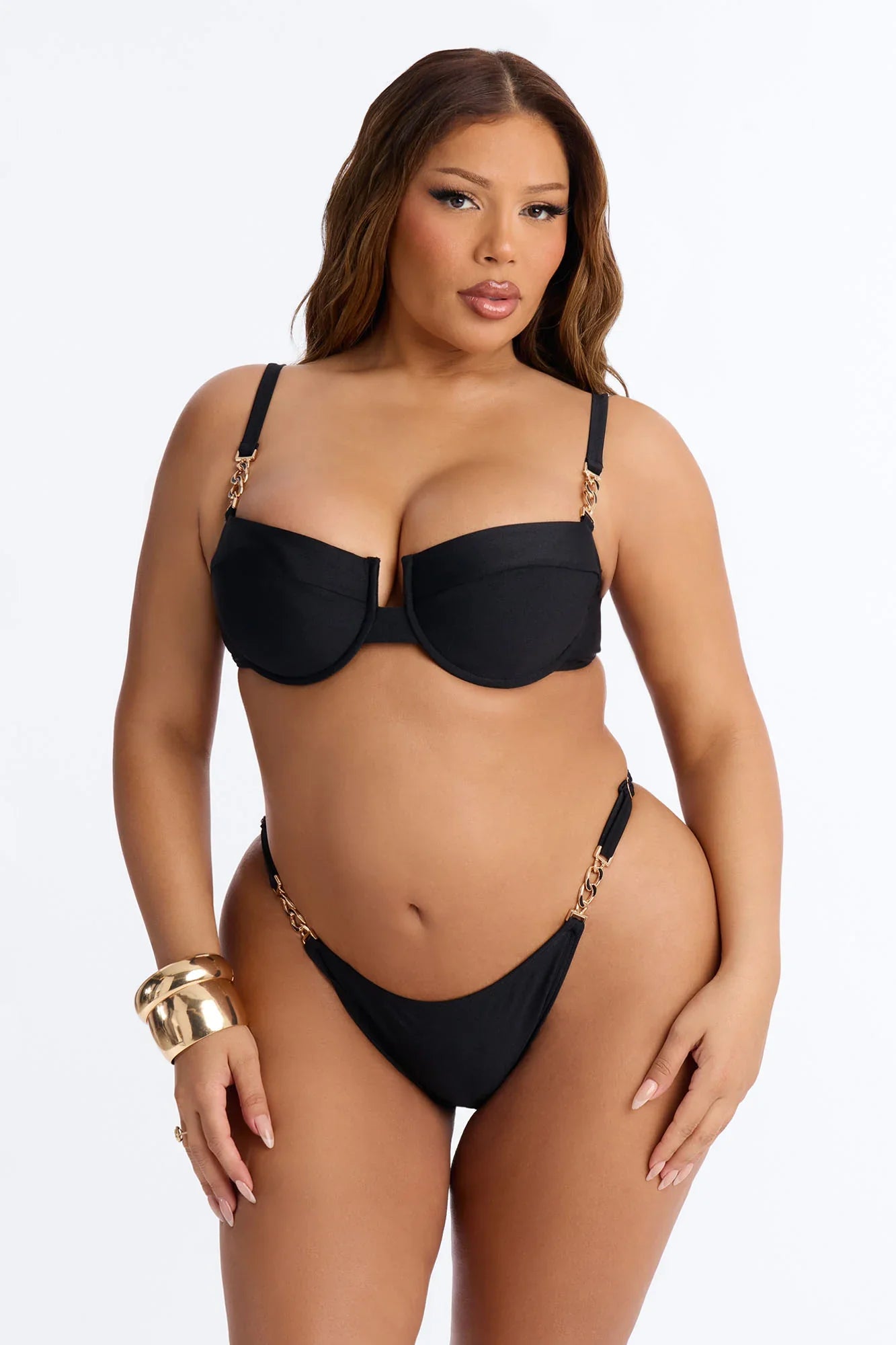 Beach Club Chain Underwire 2 Piece Bikini - Black