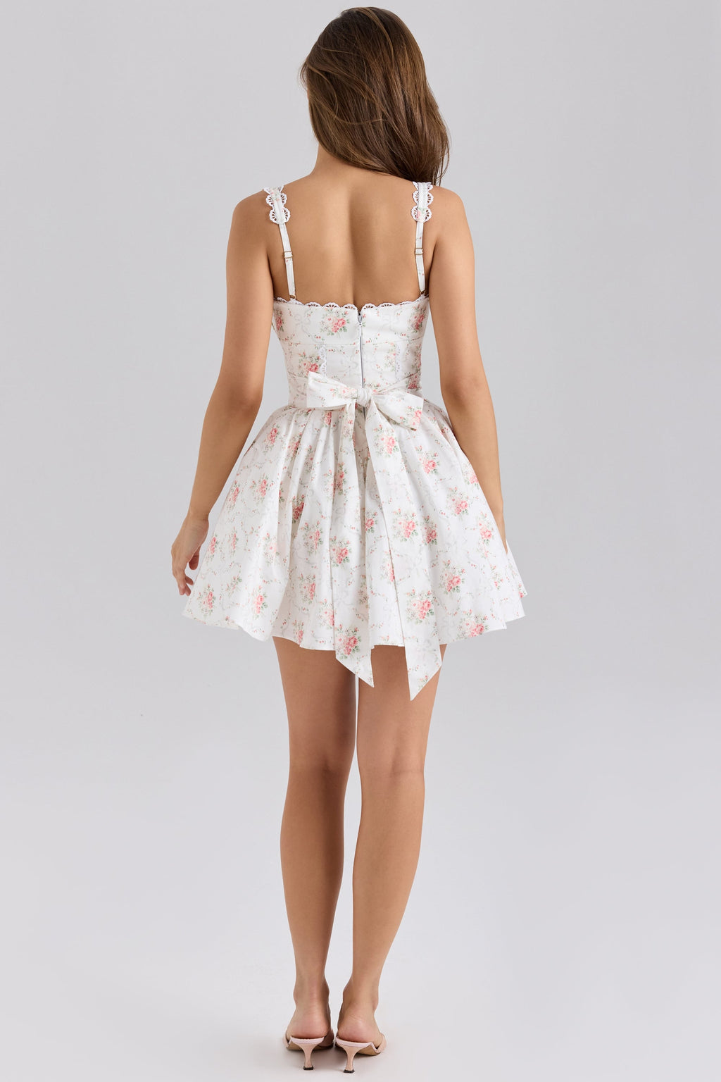 rose print stretch cotton mini dress
