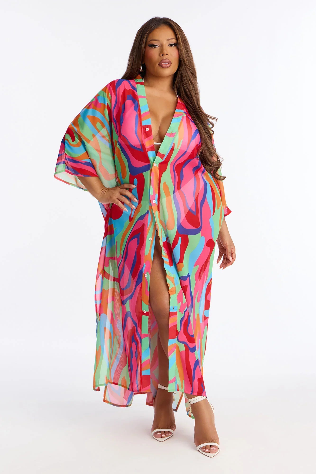 Kairi Cover Up Maxi Kaftan Dress - Multi Color