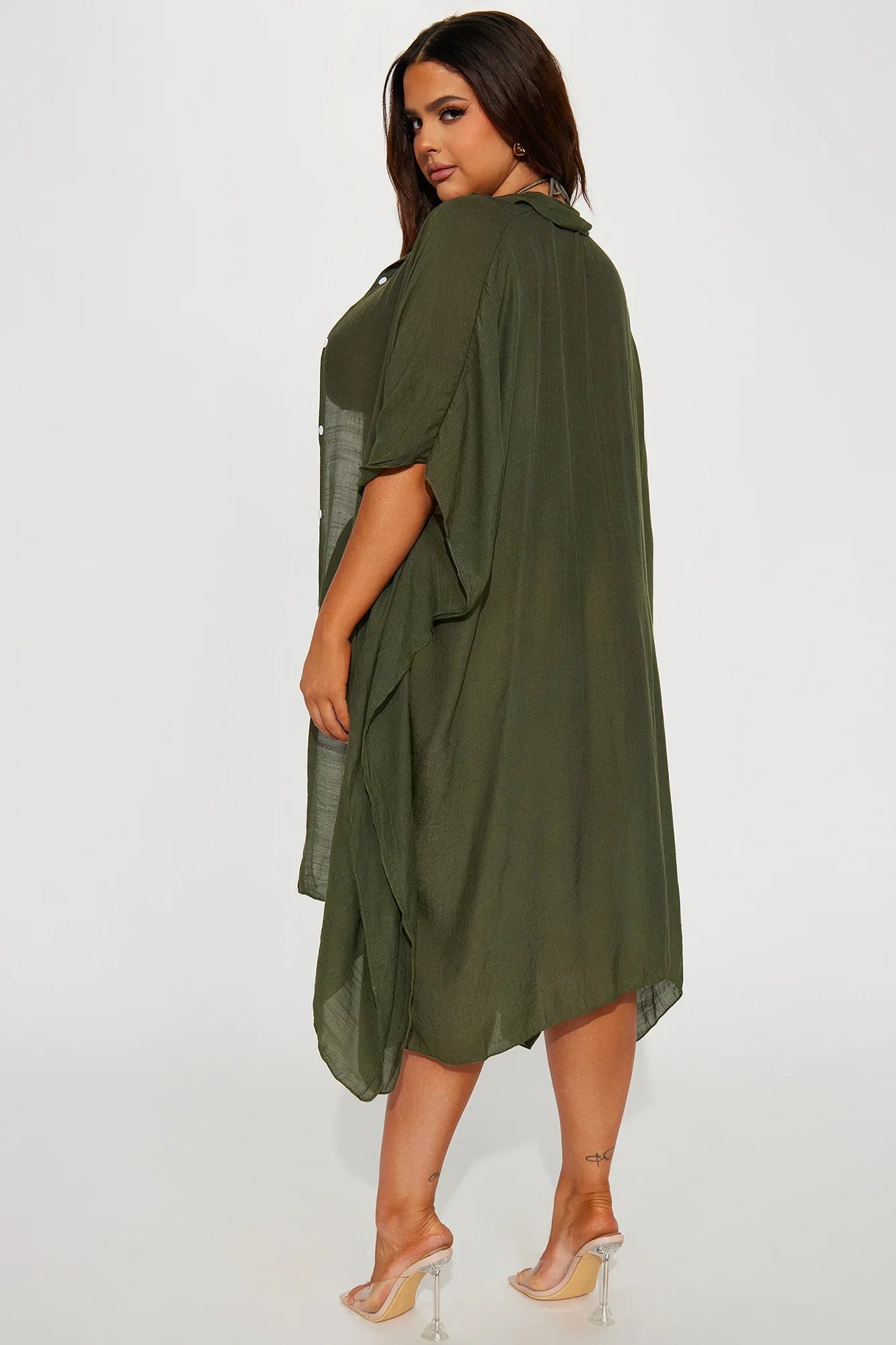 Megan Swim Cover Up Kimono - Olive