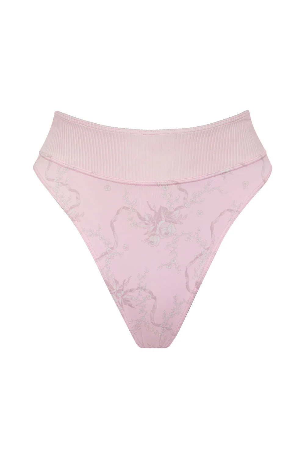 Honey Ribbed High Waist Bikini Bottom - Aurora