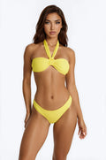 I'm The Prize 2 Piece Halter Bralette Bikini Set - Yellow
