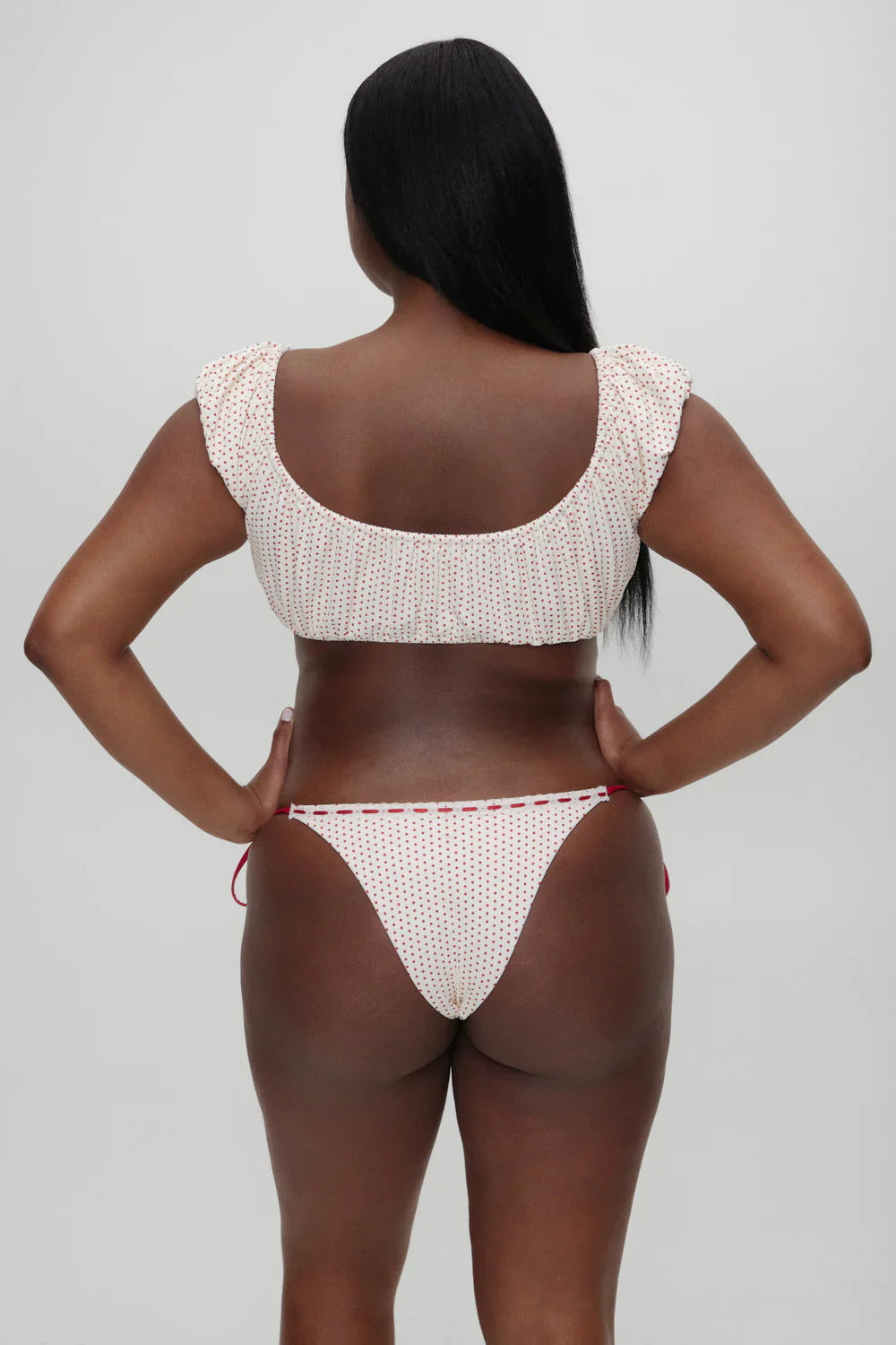 x BELLA HADID Mackenzie String Bikini Bottom - Strawberry Polka Dot