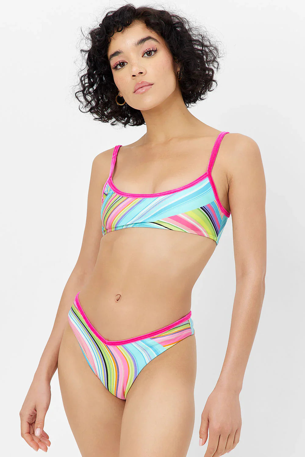 Enzo Shine Cheeky Bikini Bottom - Rainbow Swirl