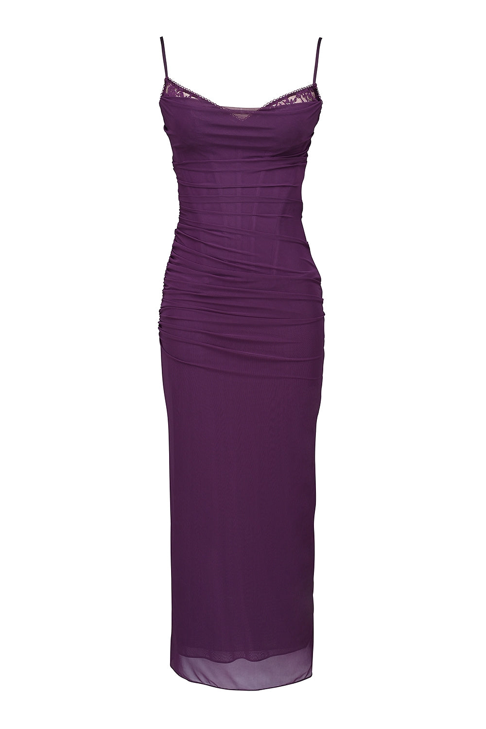 grape mesh corset maxi dress