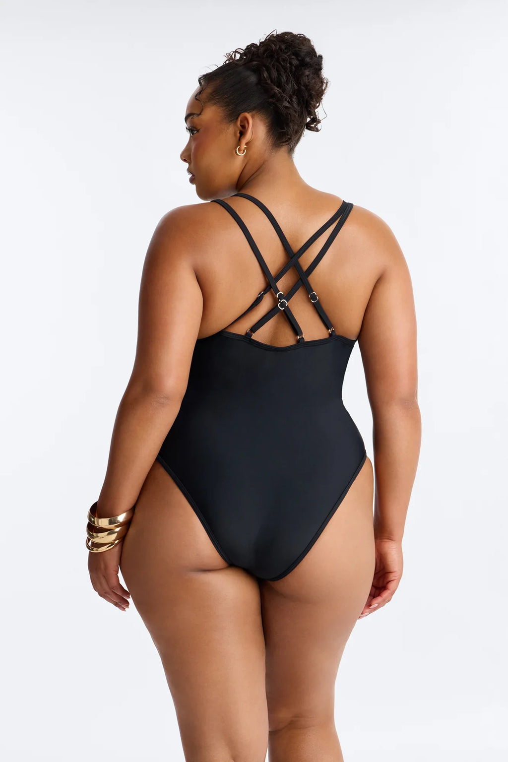 Parker 1 Piece Plunge Neck Swimsuit - Black