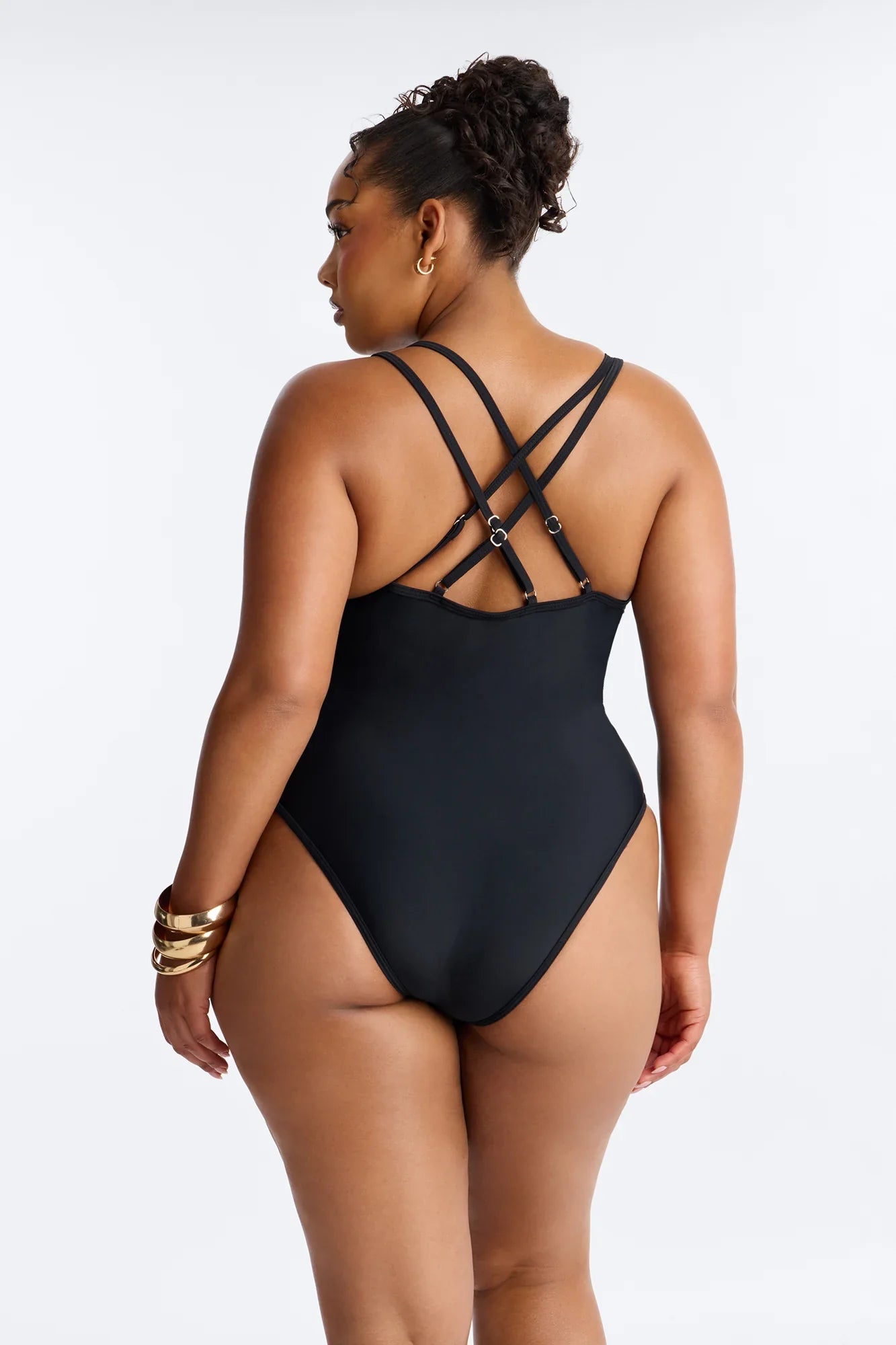 Parker 1 Piece Plunge Neck Swimsuit - Black