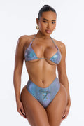 Love To Be Wild 2 Piece Triangle Bikini Set - Purple/combo