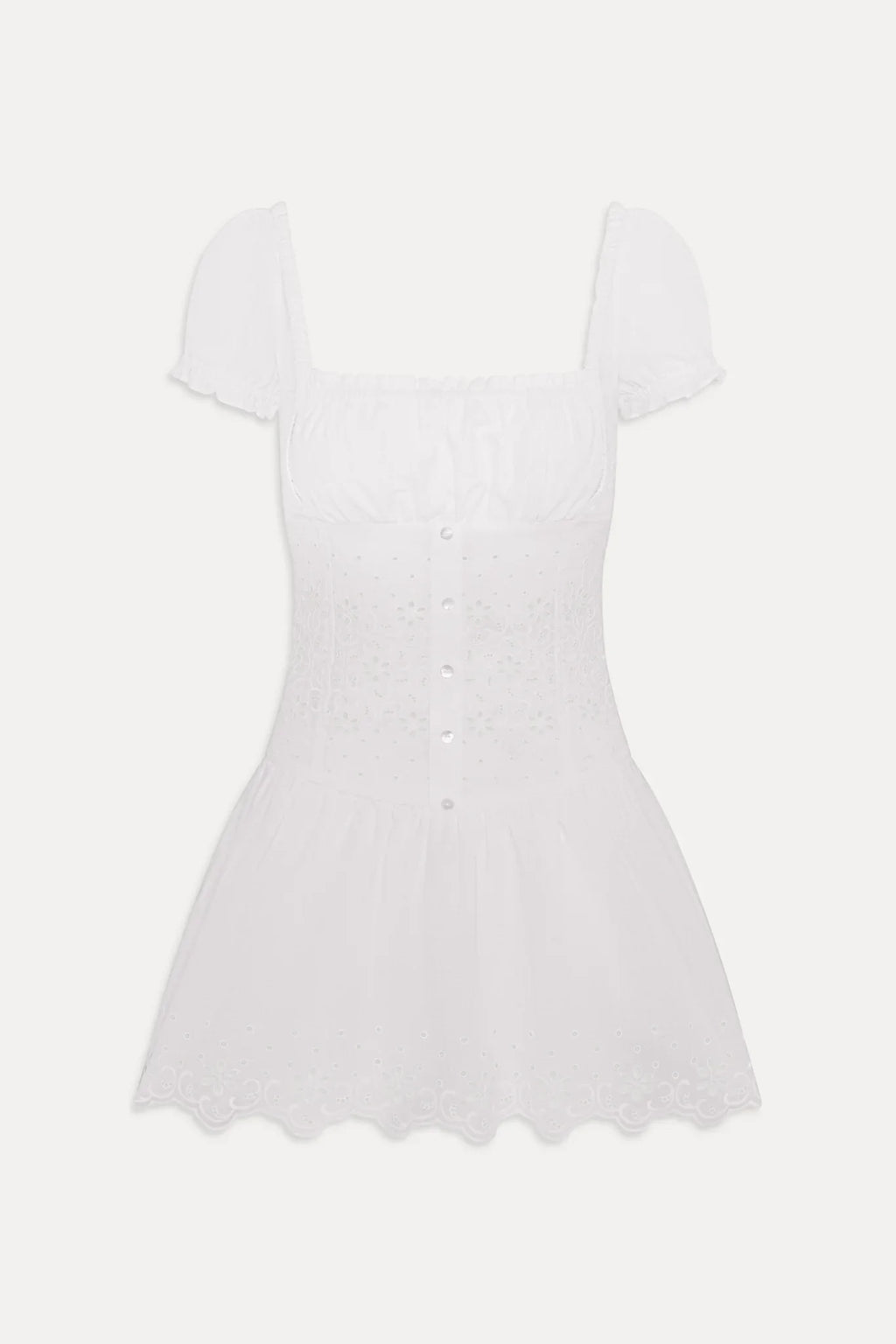 Lucien Cotton Embroidered Mini Dress - Optic White