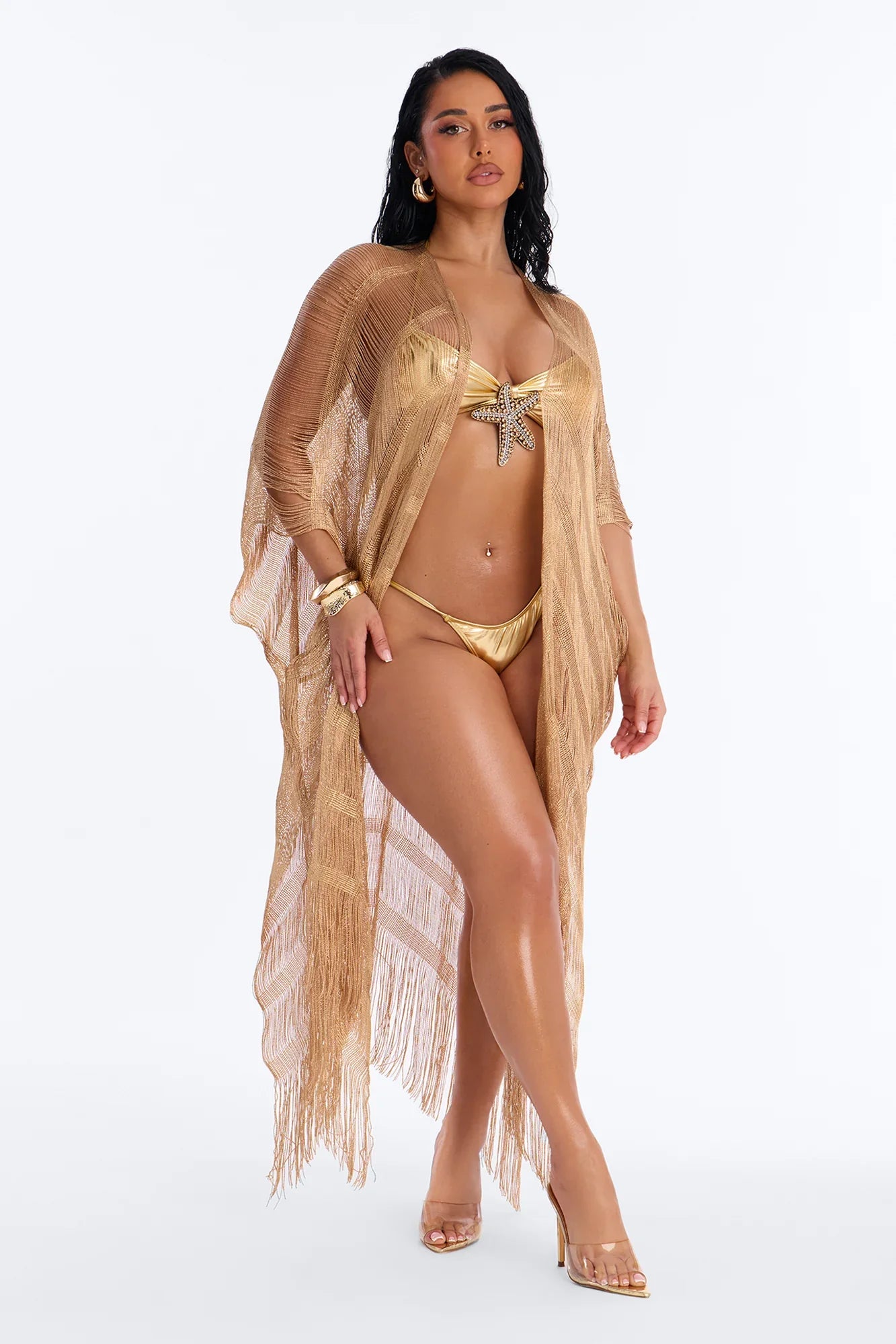 Letty Swim Cover Up Kimono - Gold