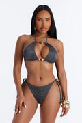 Meet Me On The Shore 2 Piece Halter Bikini Set - Black