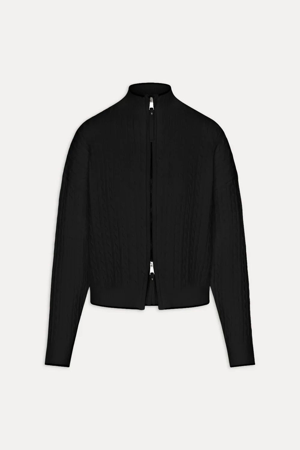 Bea Cloud Knit Zip Up Sweater - Black