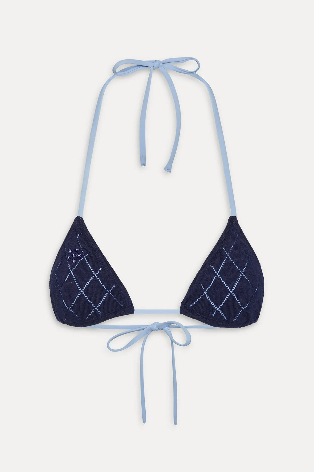 Nick Triangle Halter Bikini Top - Diamond Stitch