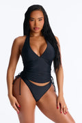 Jude Ruched Tankini 2 Piece Bikini - Black