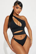 Summer Fun In The Sun Cutout 1 Piece Swimsuit - Black
