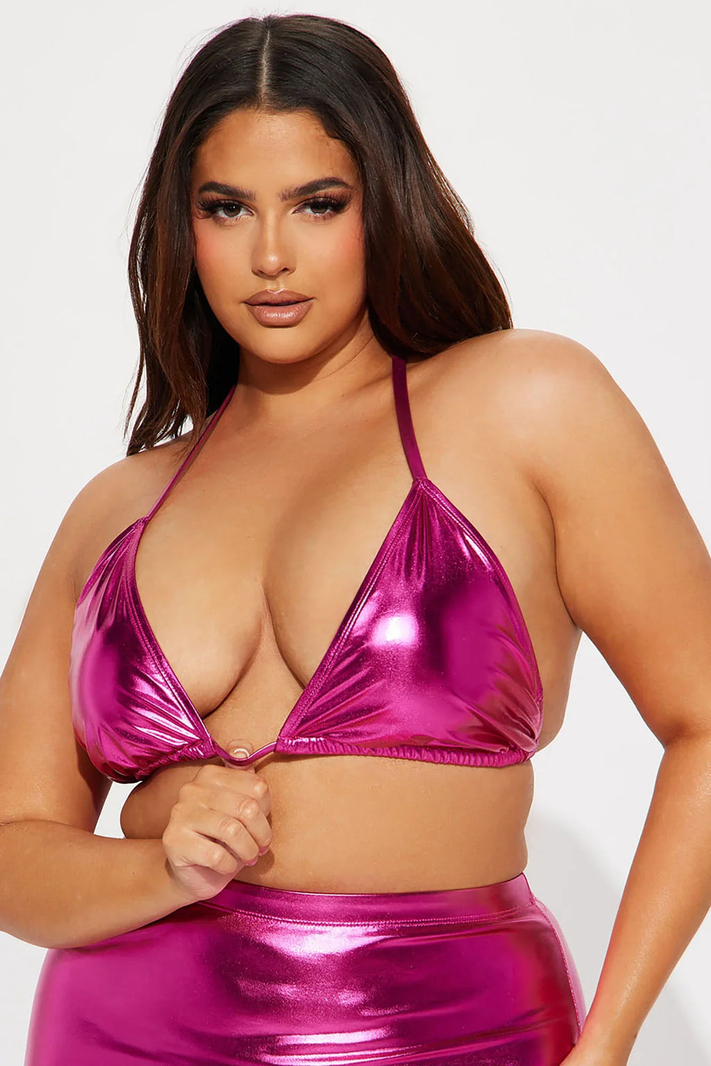 Maui Mix And Match Metallic Triangle Bikini Top - Pink