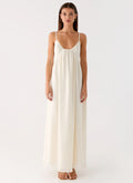 Whisperlight Chiffon Scooped Neck Maxi Dress - White