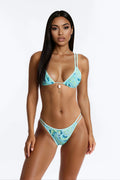 Helena 2 Piece Paisley Print Triangle Bikini Set - Blue/combo