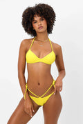 Boardwalk Plissé String Bikini Top - Pina Colada