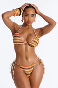 Lead Me To The Beach Stripes Shell Charms 2 Piece Bikini - Multi Color