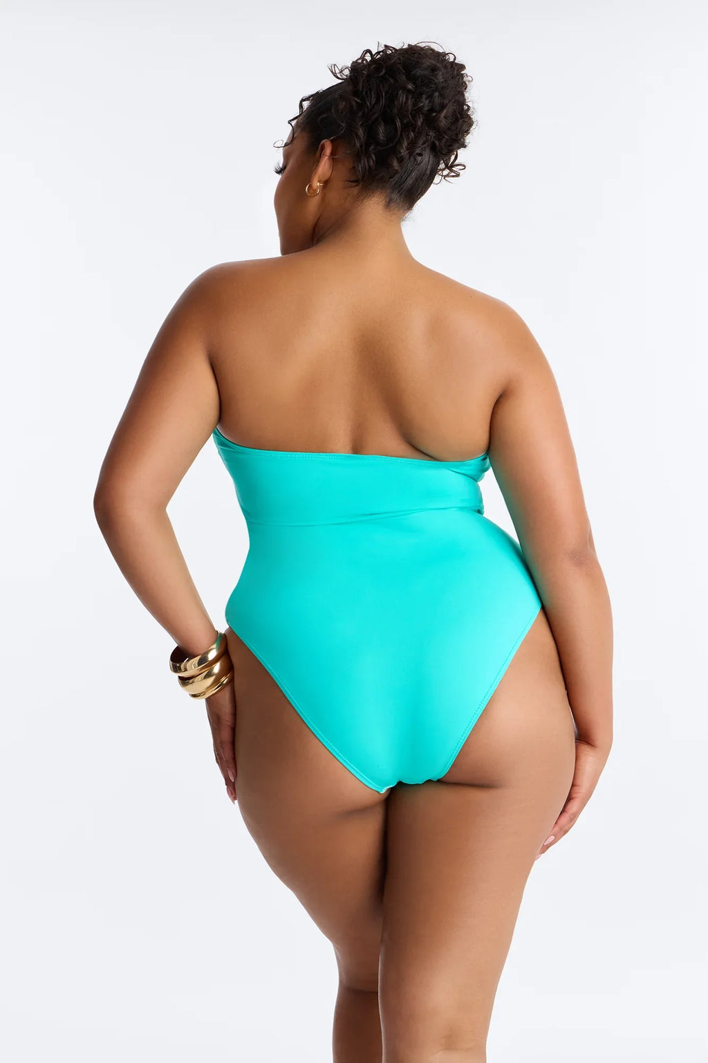 Beach Behavior 1 Piece Strapless Swimsuit - Turquoise