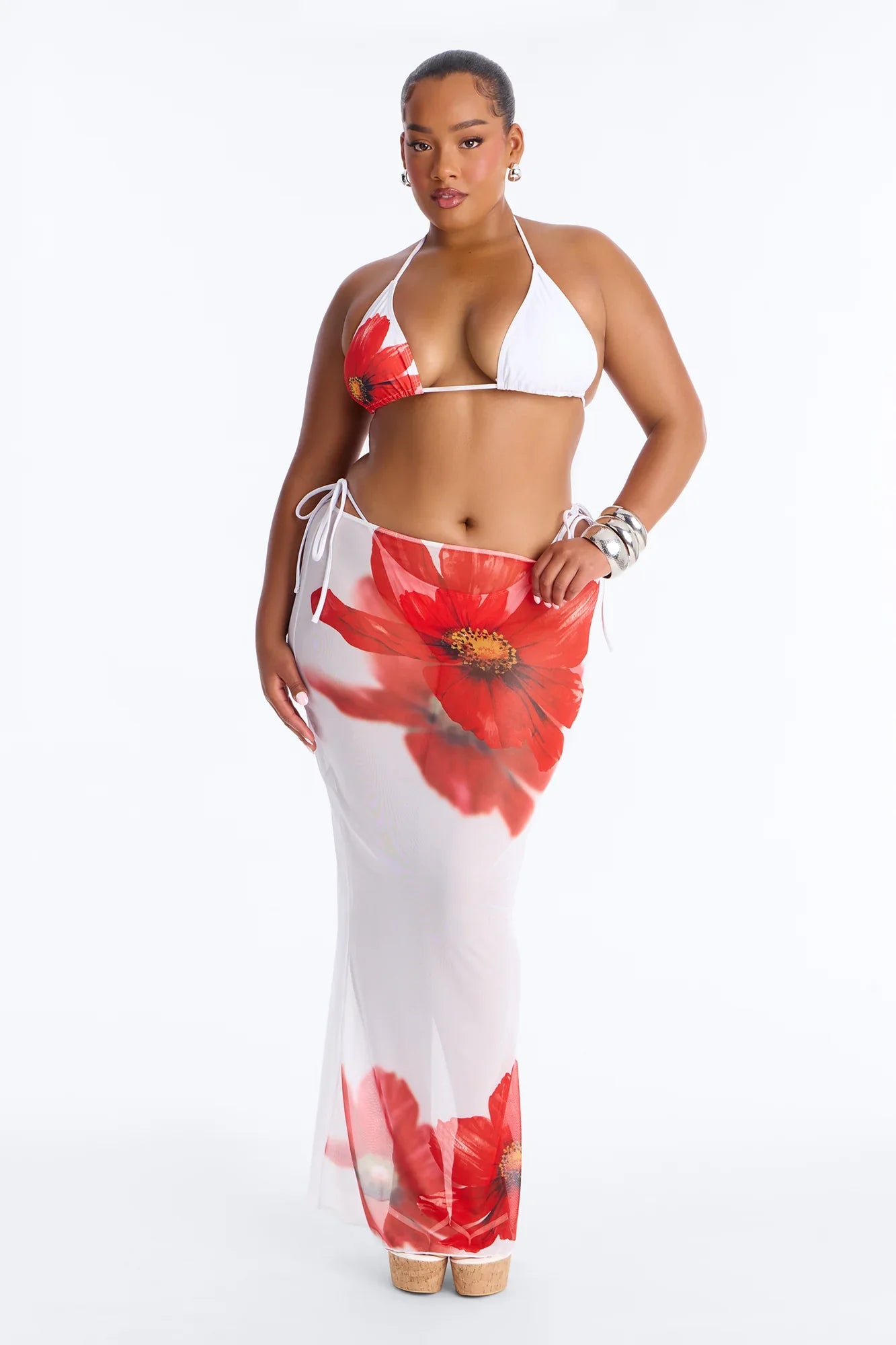 Playing It Cool Bikini And Sarong - White/combo