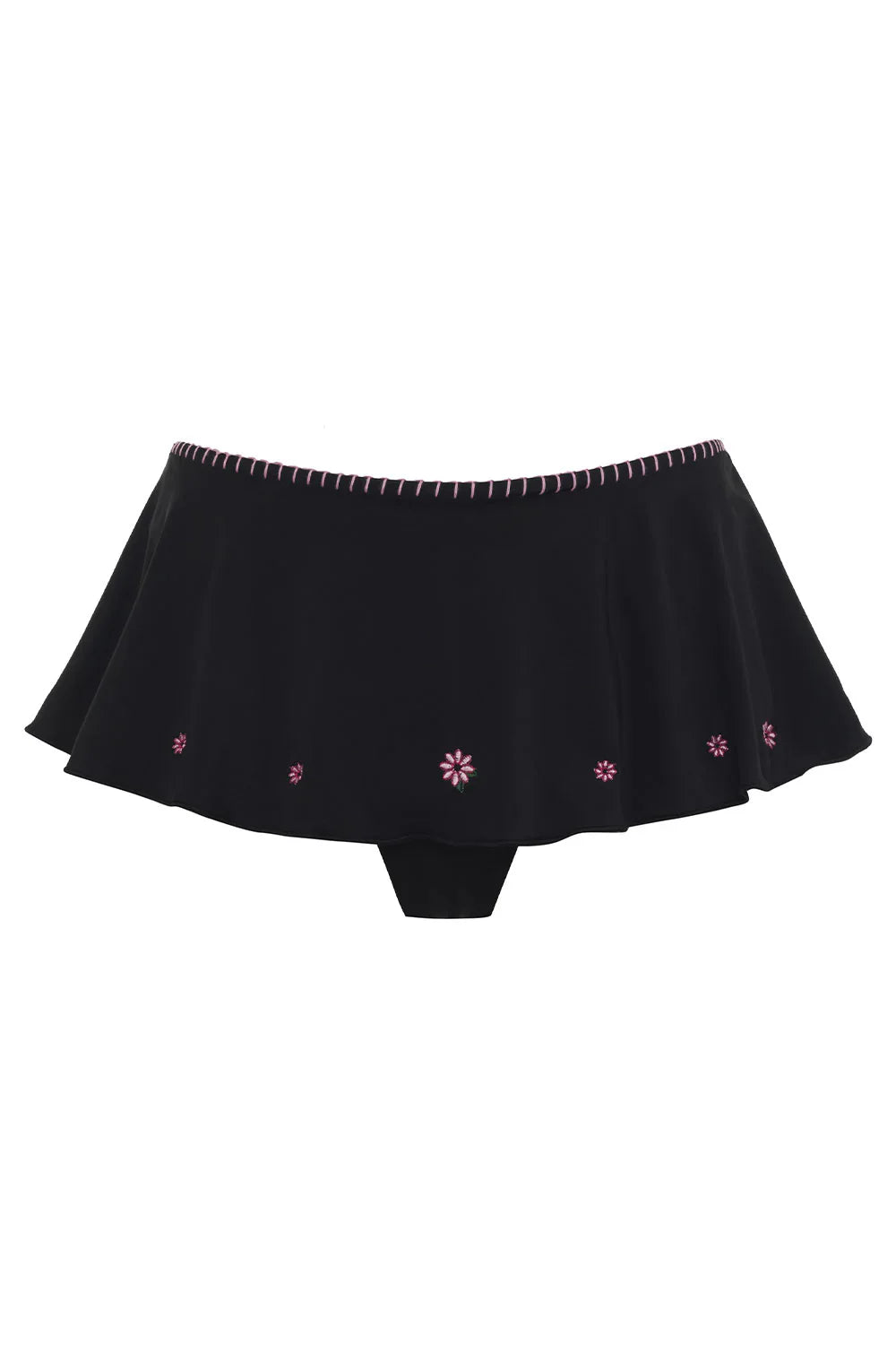 Izabella Embroidered Swim Skirt Bikini Bottom - Sea Fairy Black