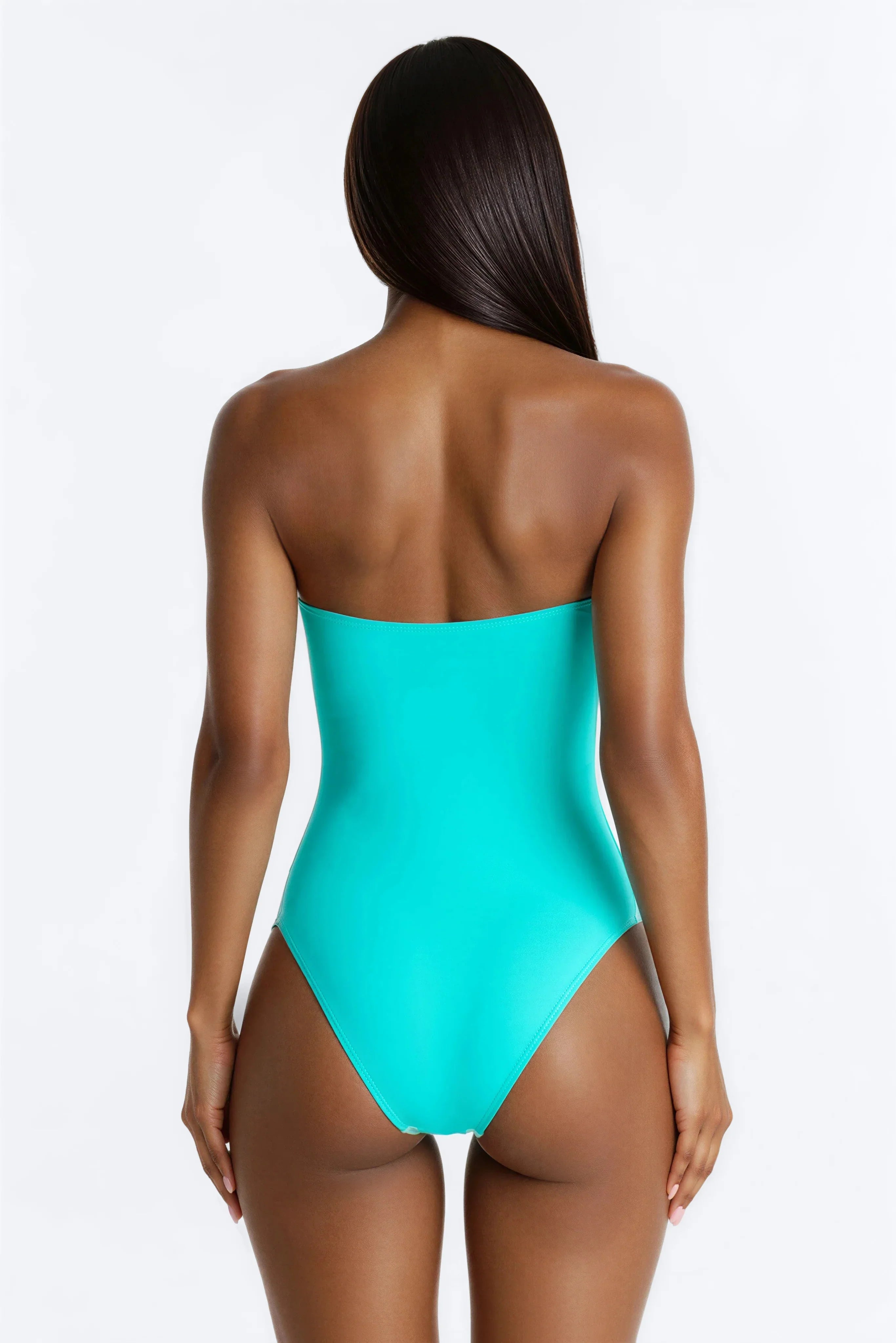 Beach Behavior 1 Piece Strapless Swimsuit - Turquoise