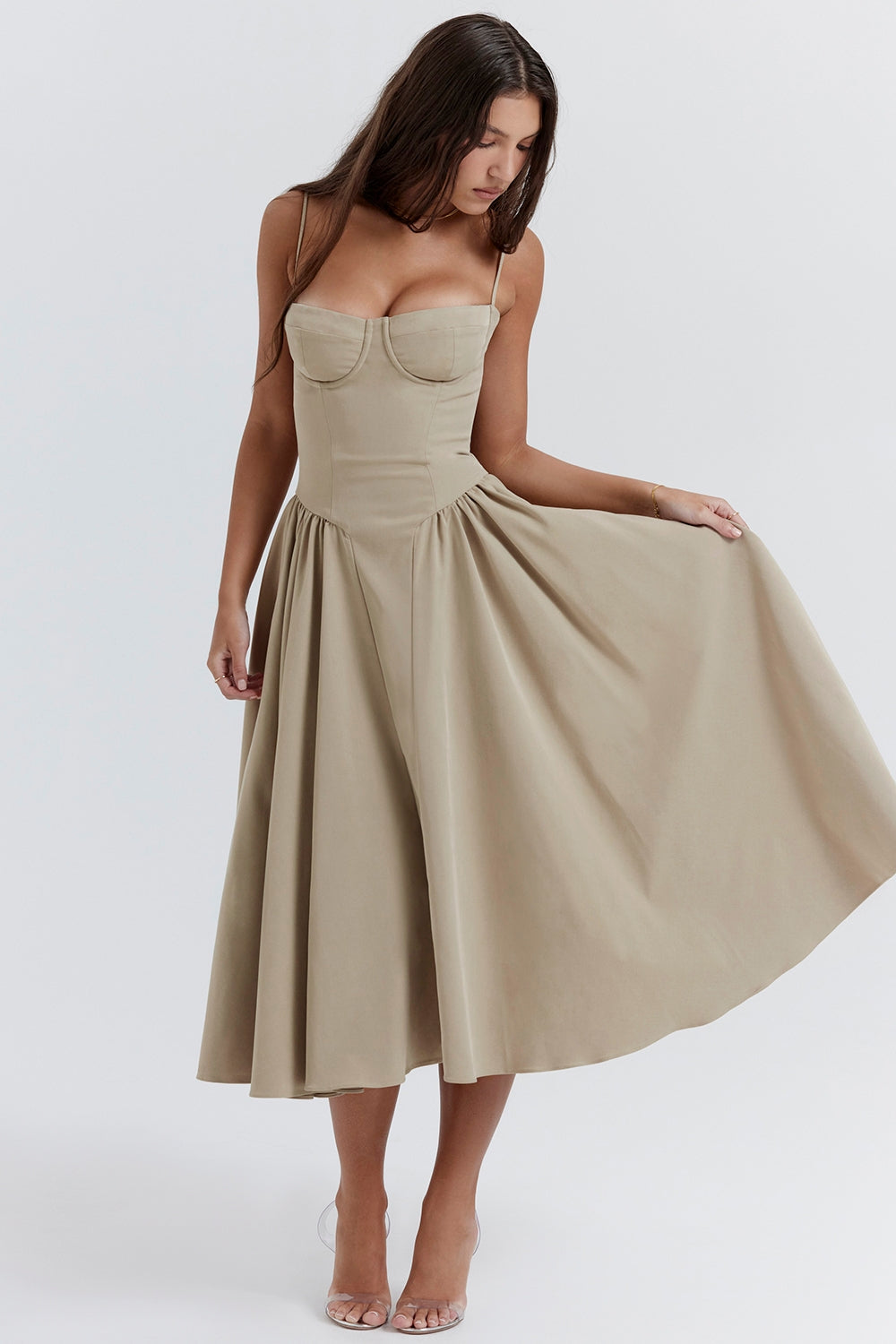 taupe corset sundress