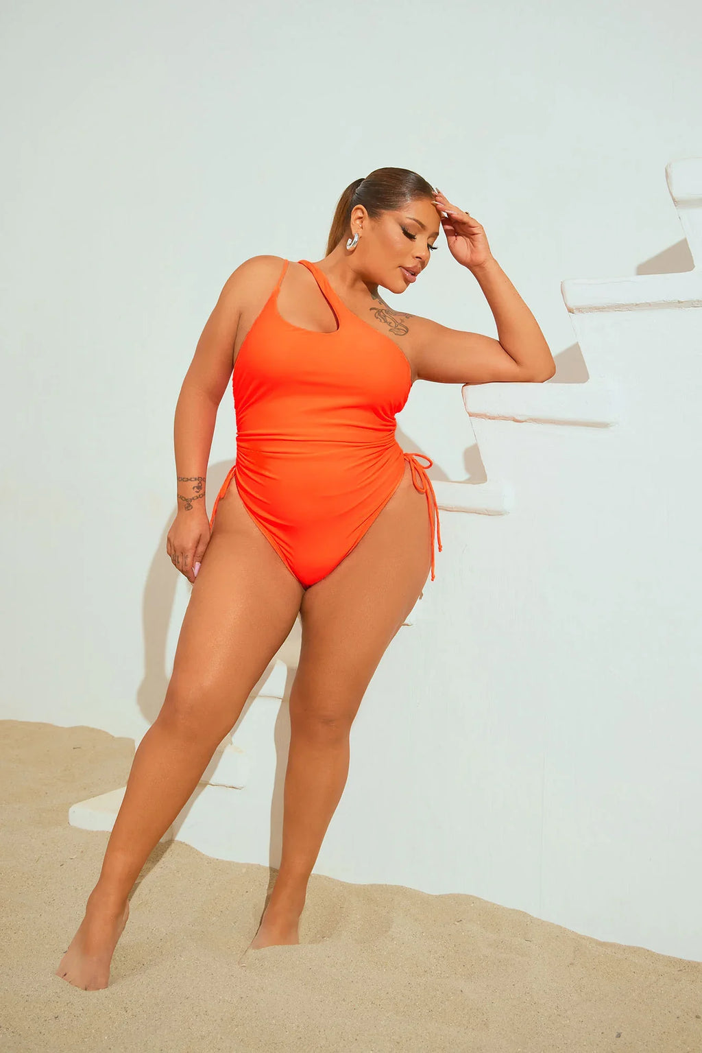 Mariah Ruched 1 Piece Swimsuit - Orange