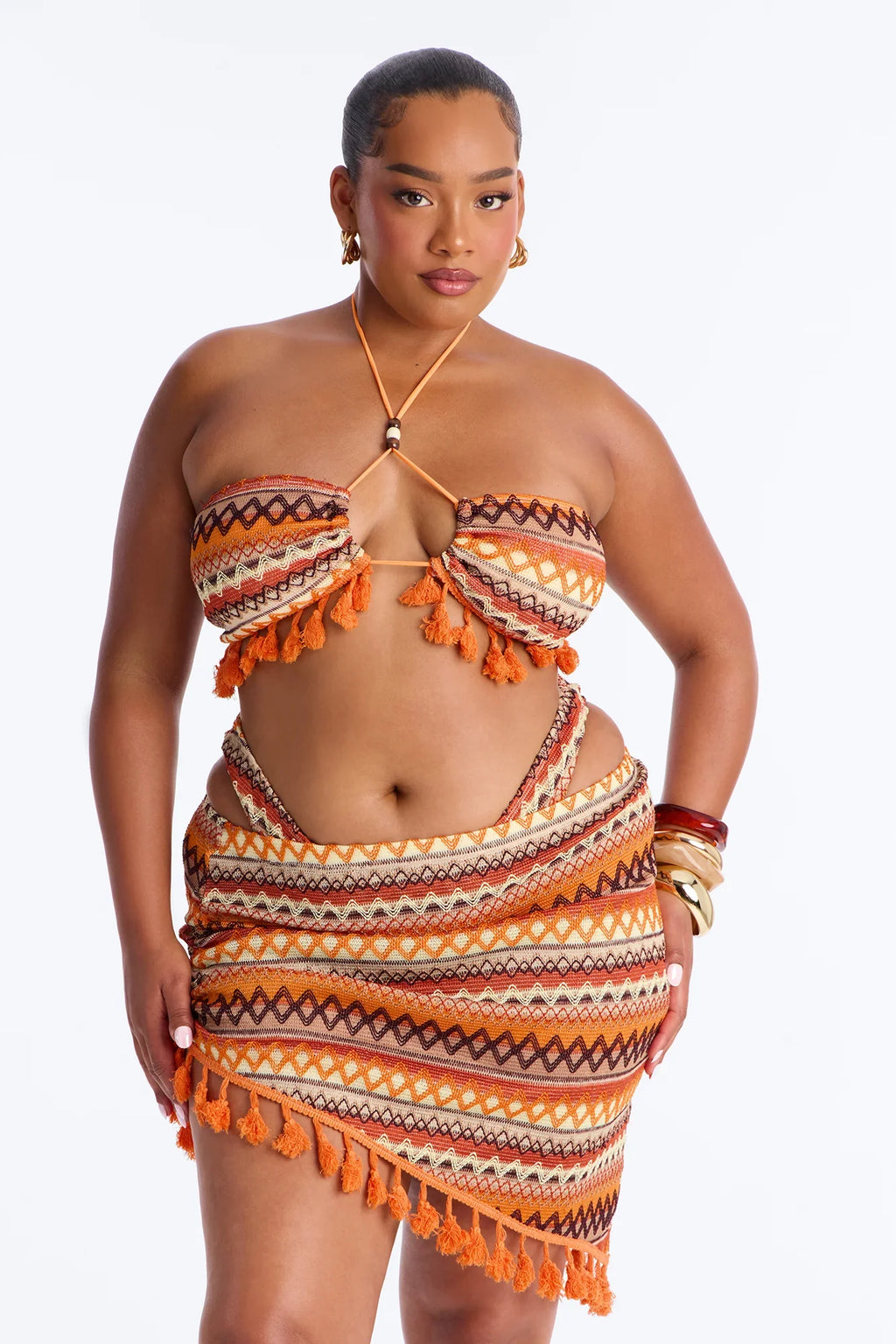 Promised Forever Bikini And Sarong - Orange/combo