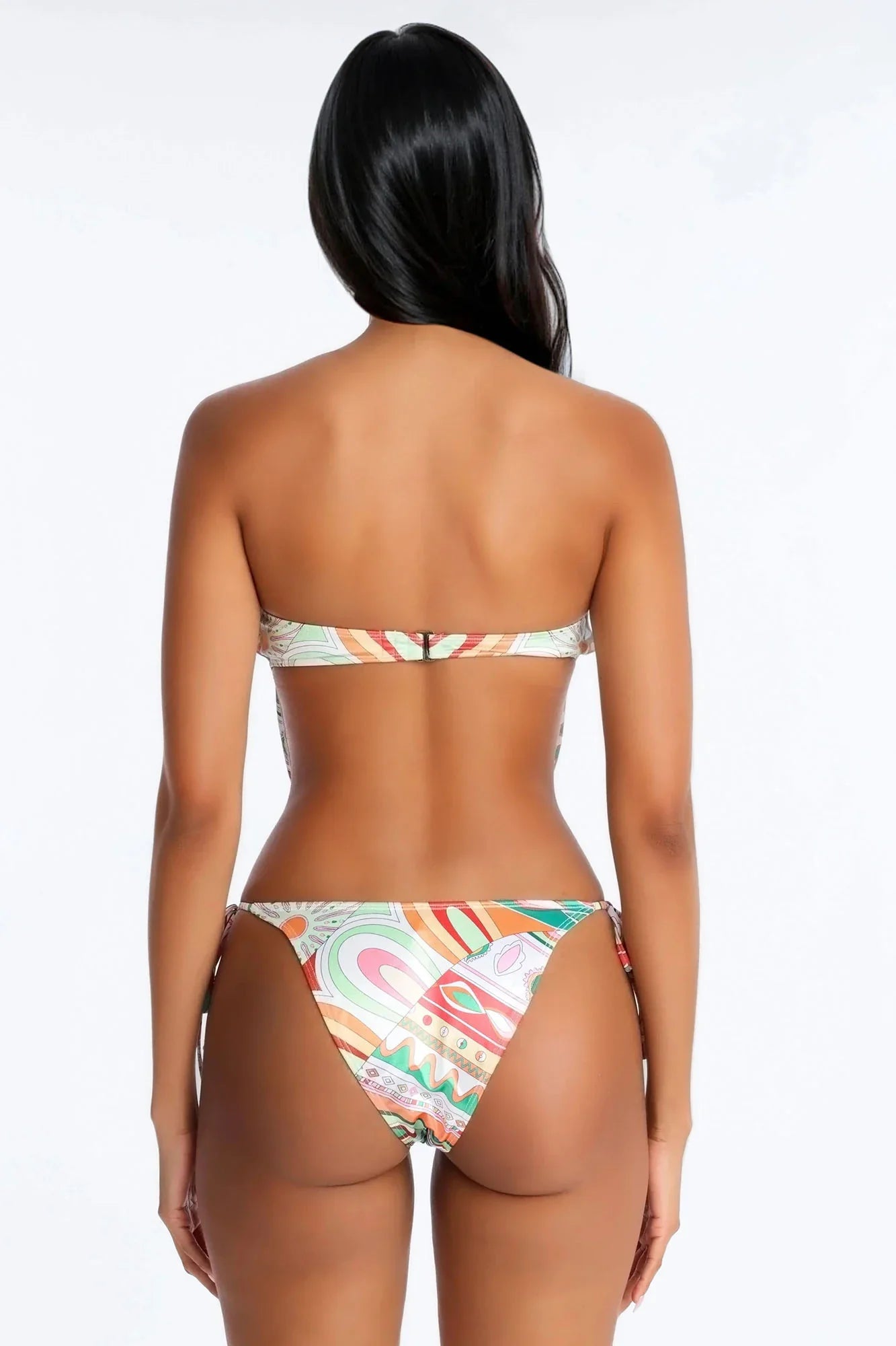 Cierra Satin Scarf Tankini 2 Piece Bikini - Green/combo