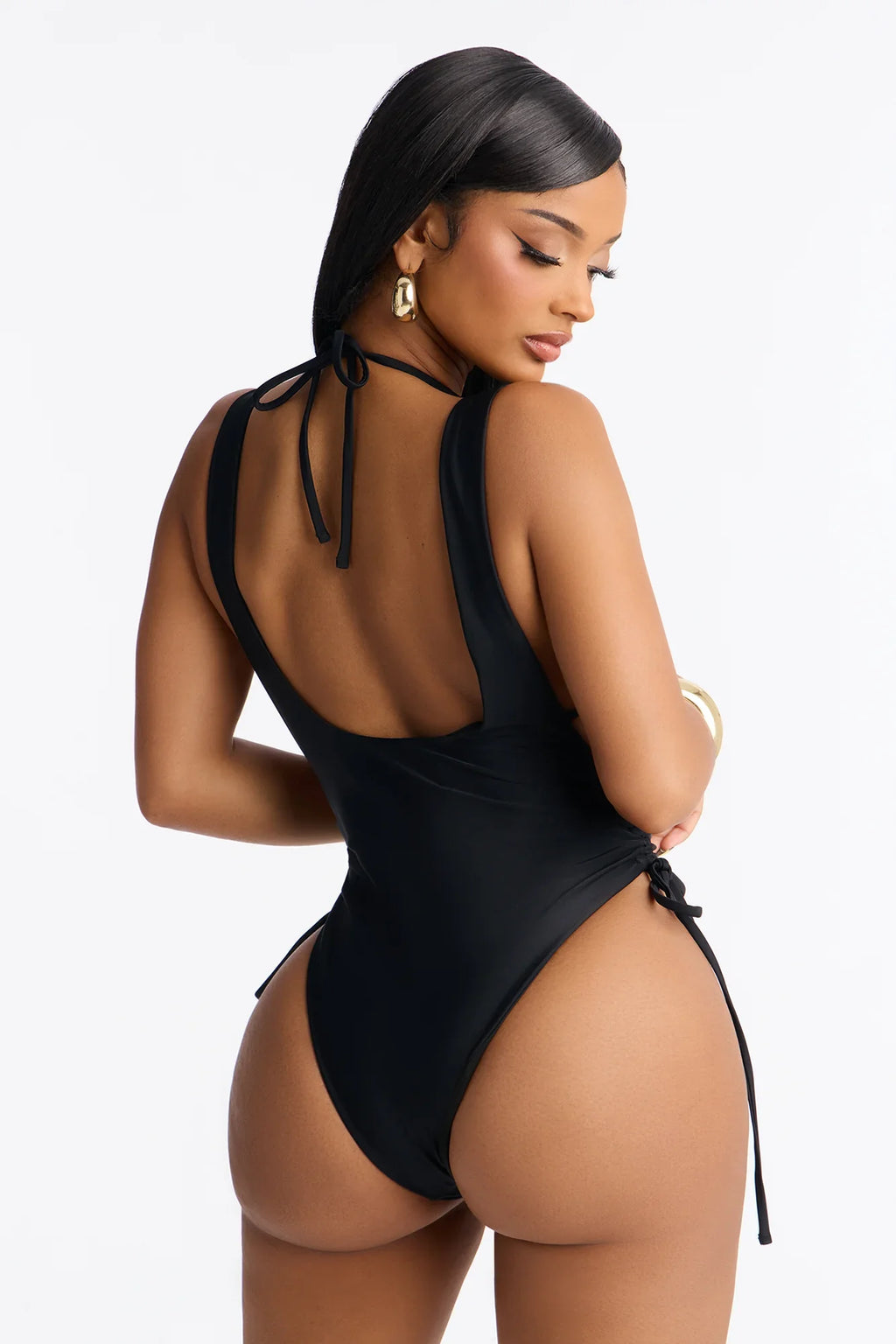 Aleksandra Layered Hardware 1 Piece Swimsuit - Black
