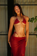 Ellie O Rings 3 Piece Bikini & Skirt Set - Burgundy