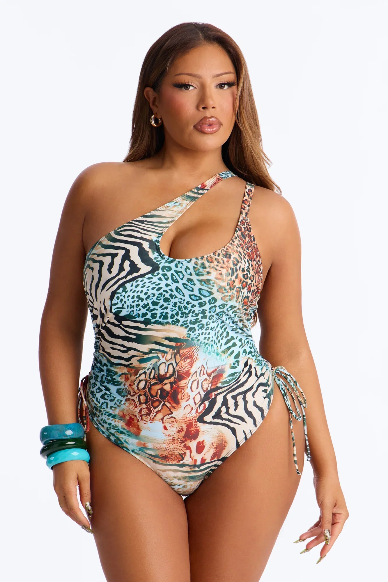 Don't Try To Deny It One Shoulder 1pc Swimsuit - Multi Color