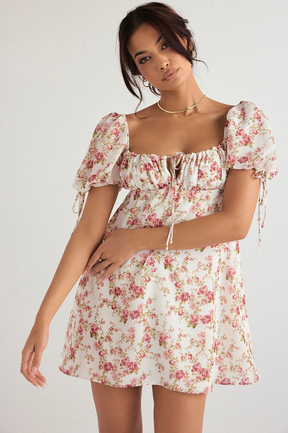 rose print mini dress - sale