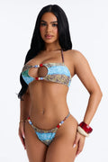 Summer Dine Novelty Hardware Keyhole Bandeau 2 Piece Bikini - Blue/combo