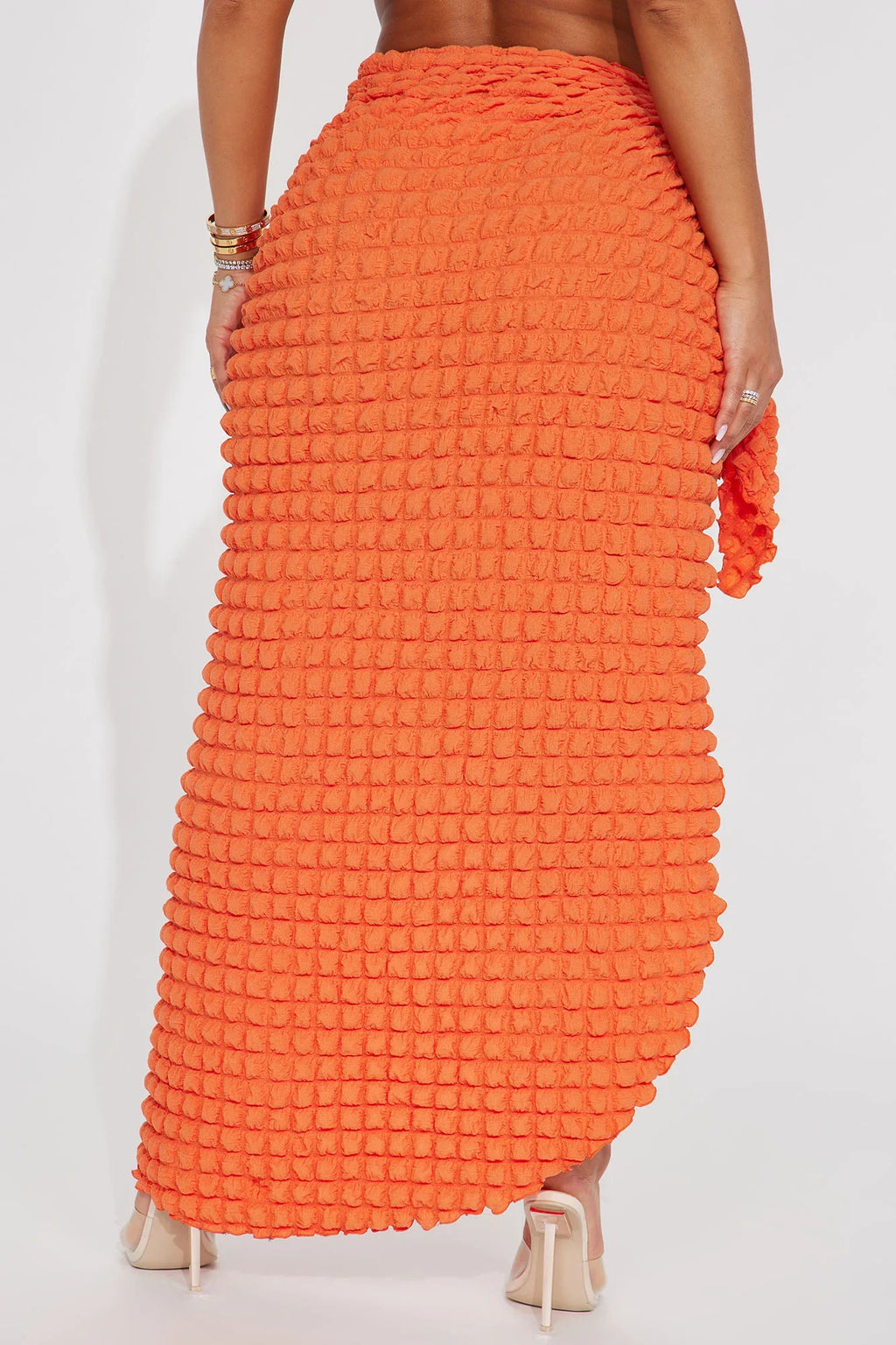 Bri Bubble Maxi Cover Up Tie Sarong - Orange