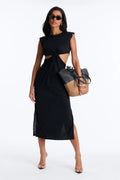 Sunny Days Twisted Knot Maxi Swim Cover Up Dress - Black