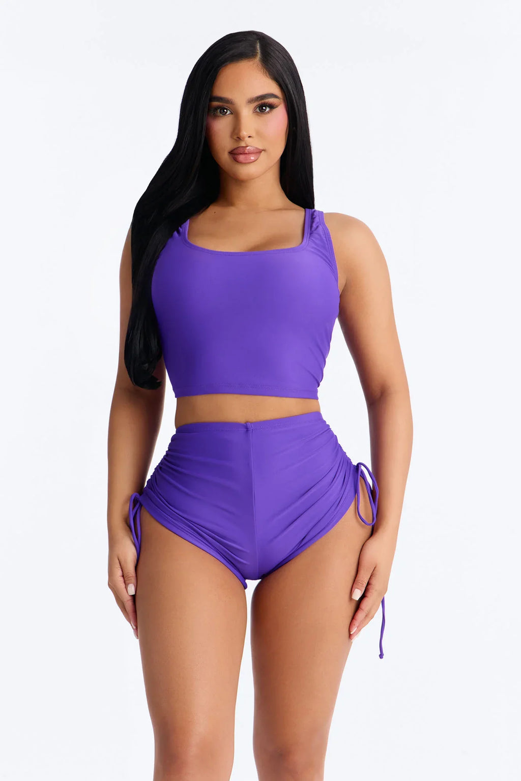 Maui Mix And Match Ruched Side Short Bikini Bottom - Violet