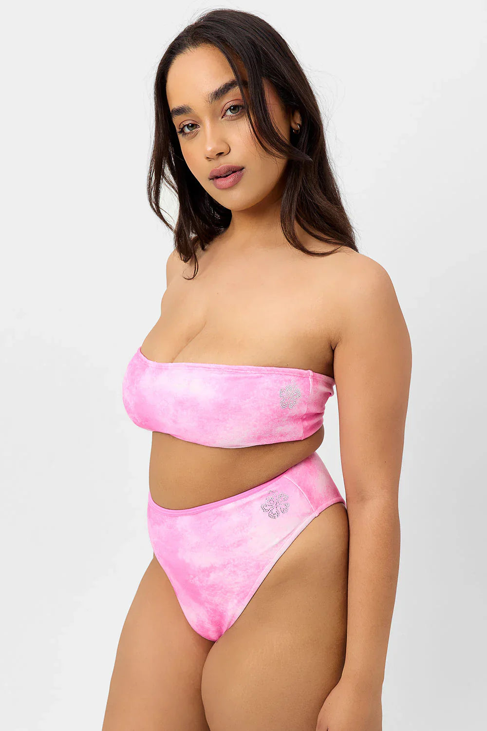 Jean Terry Bandeau Bikini Top - Distorted Pink Dye