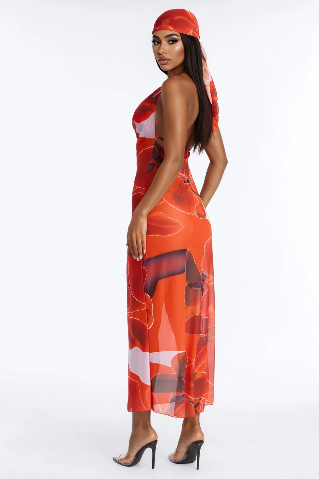 Just Say The Word Bikini And Coverup Set - Orange/combo