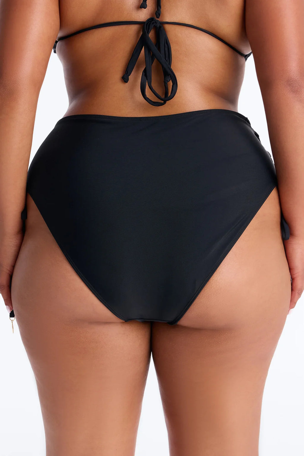 Tie Me Down Lace Up High Waist Bikini Bottom - Black