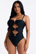 Mimosas By The Pool U Wire Cut Out 1 Piece Swimsuit - Black