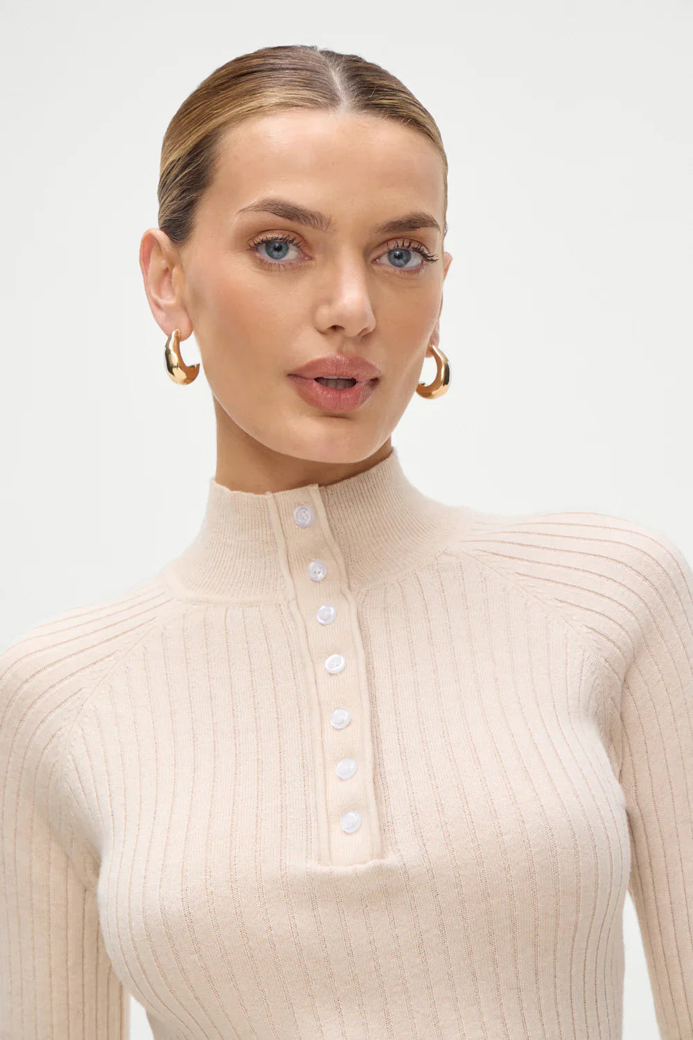 Isla Long  Sleeve Mini Dress - Cream