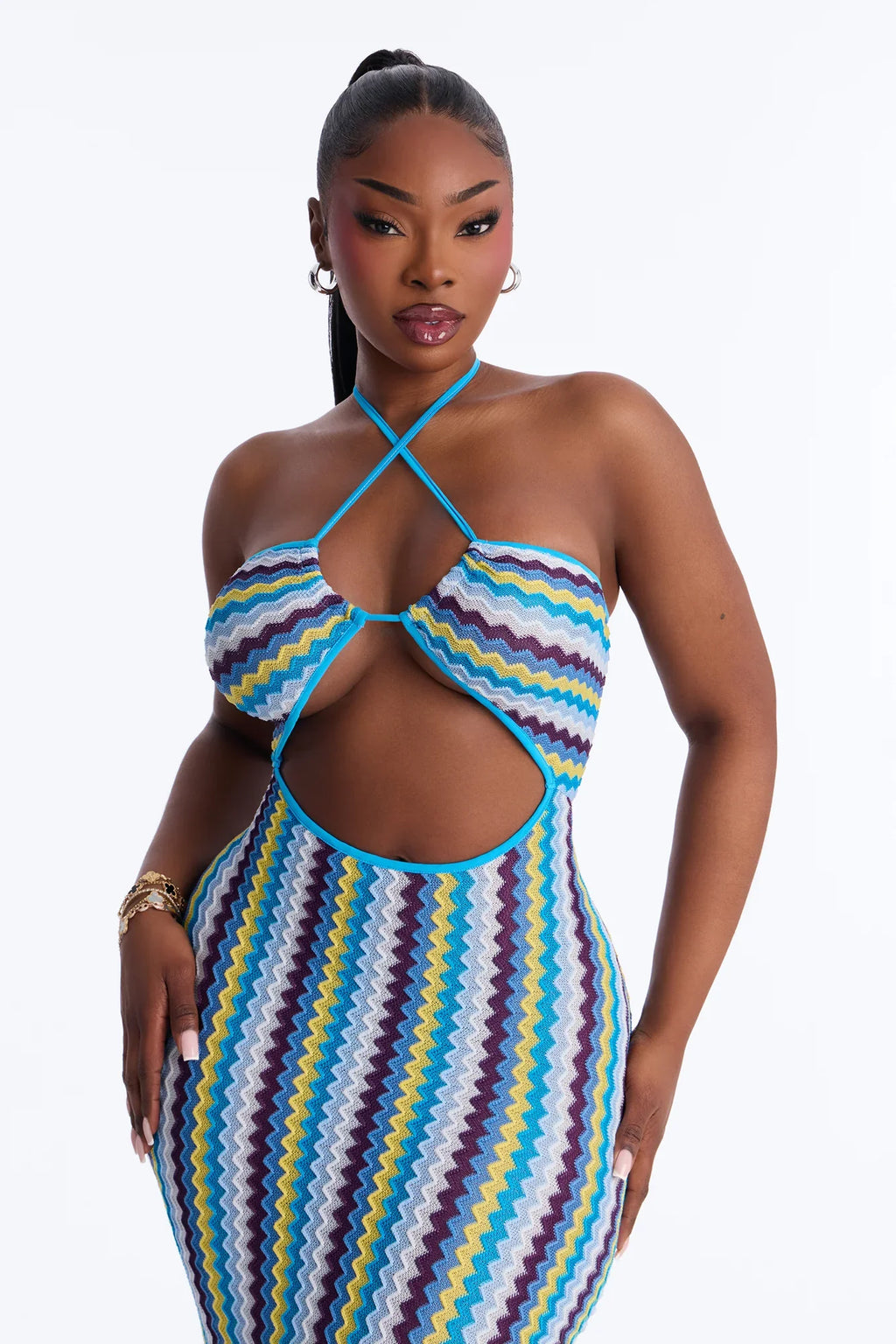 Deep Sea Swim Knit Cover Up Dress - Blue/combo