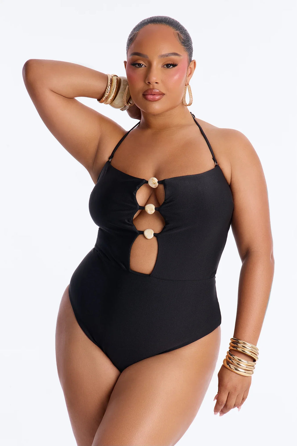 Palm Tree Perfection 1 Piece Swimsuit - Black