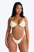 Beach Doll Charm O-Ring Contrast 2 Piece Bikini - Cream/combo
