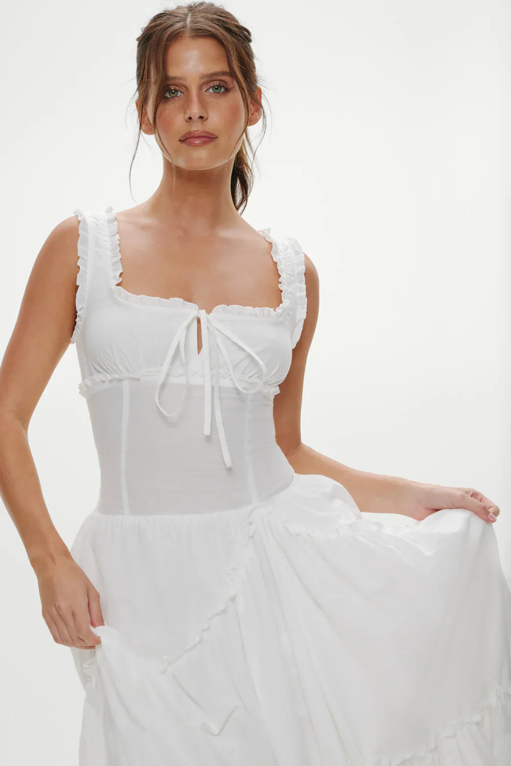 Keepsake Cotton Ruffle Maxi Dress - Daisy White